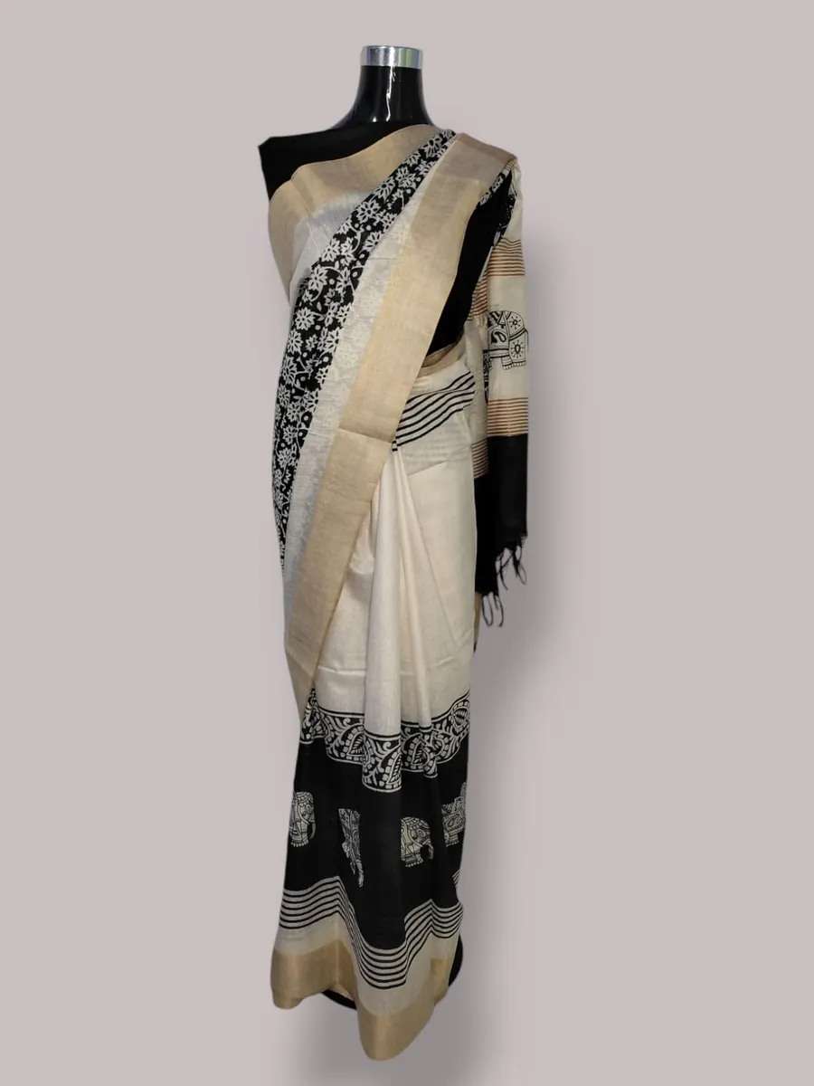 Beautifully Crafted Jaisree Silk Screen Print Saree Collection – Bhagalpuri Print